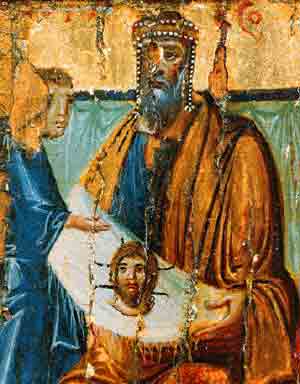 King Abgar of Edessa receiving the 'Mandylion'- burial Shroud of Jesus